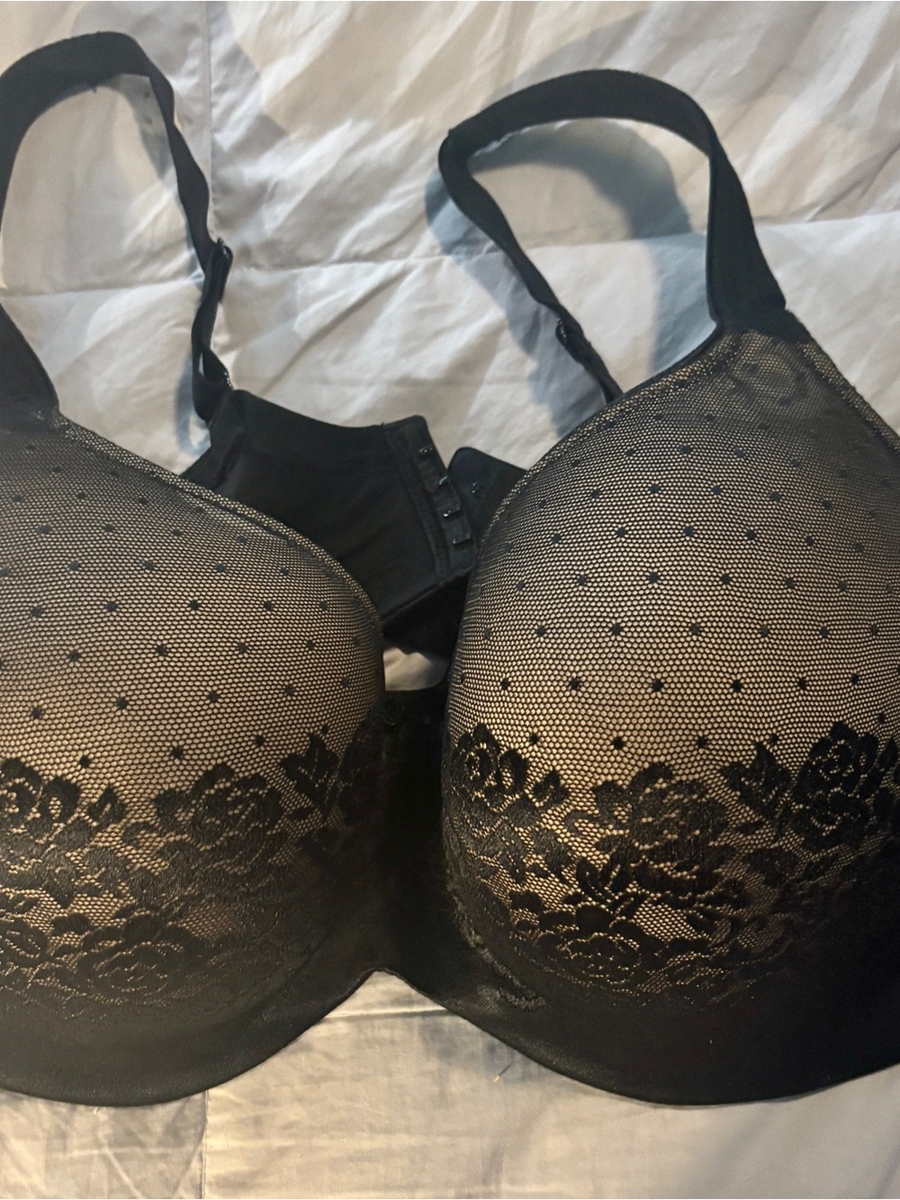 Soma Black Lace T-Shirt Bra with Floral Overlay